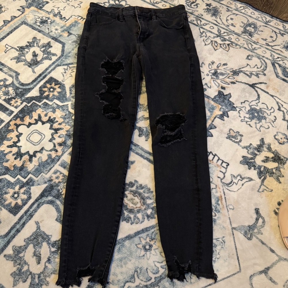 Distressed Black Women's Jeans